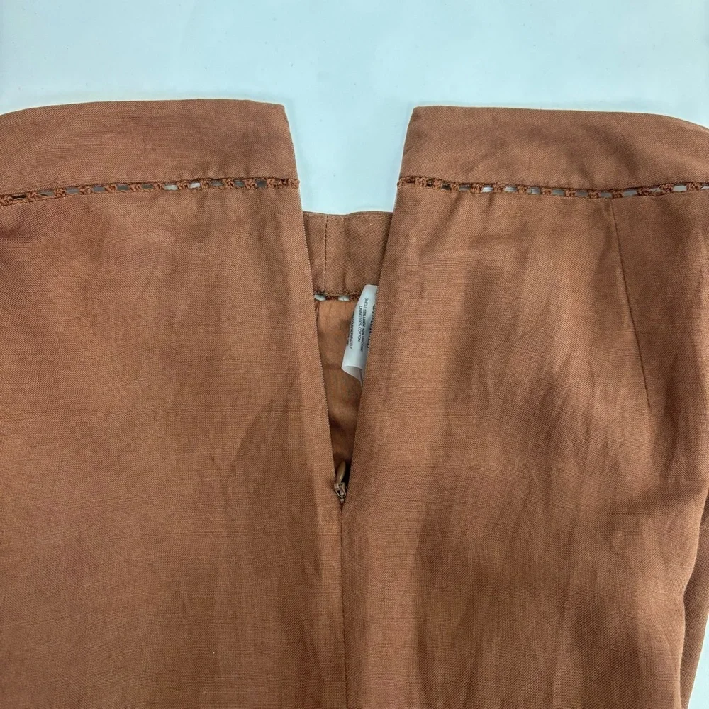 SIMKHAI Colley Cropped Straight Leg Pant in Bronze Size S